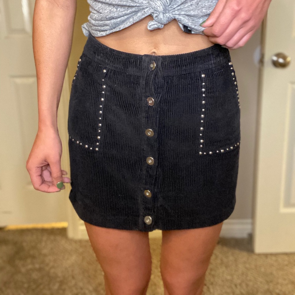 Corduroy Black Skirt